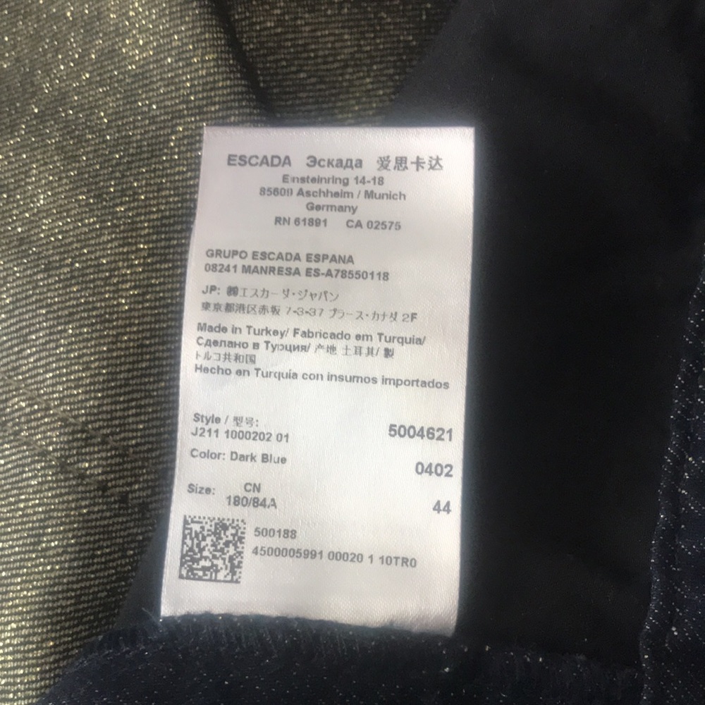 Escada Glitter Denim High Rise Straight Leg Jeans - Picture 8 of 12